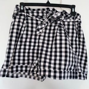 gingham paper bag waist shorts